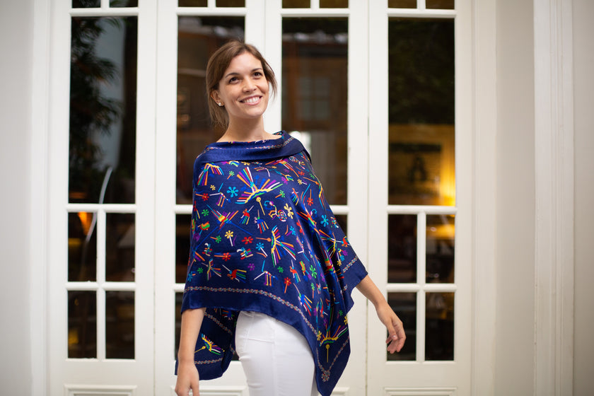 PONCHO C/CUELLO NAZCA AZUL