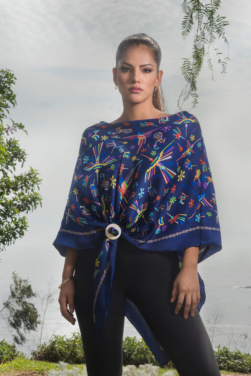 PONCHO C/CUELLO NAZCA AZUL