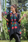 PONCHO FLOR ANDINA NEGRO