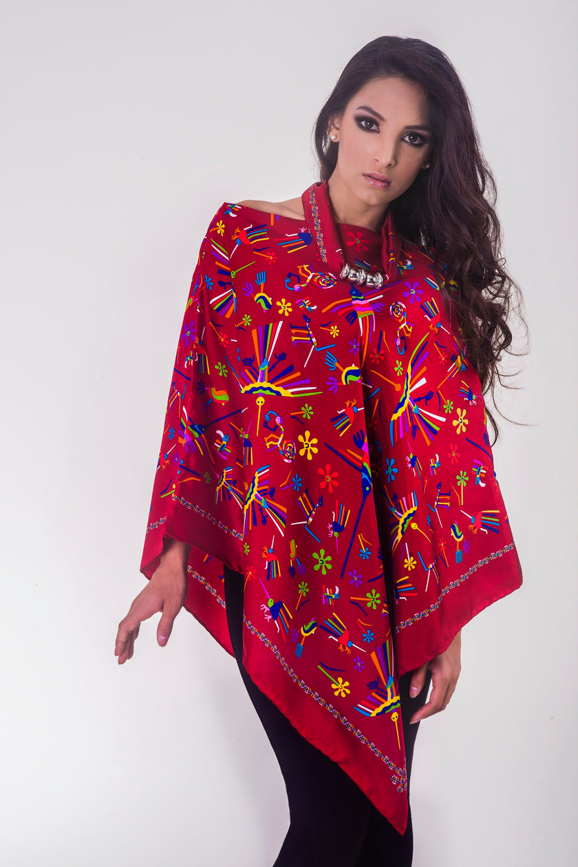 PONCHO C/CUELLO NAZCA ROJO