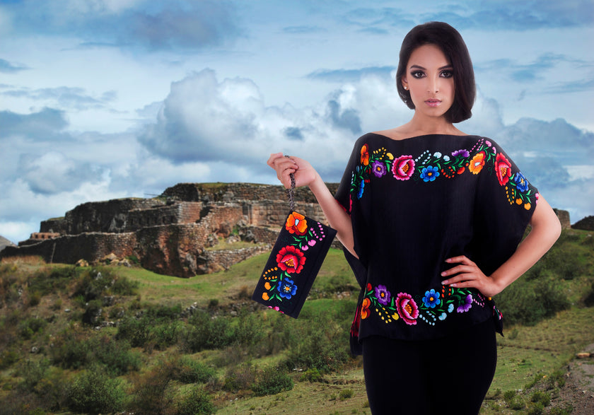 BLUSA FLOR ANDINA NEGRO