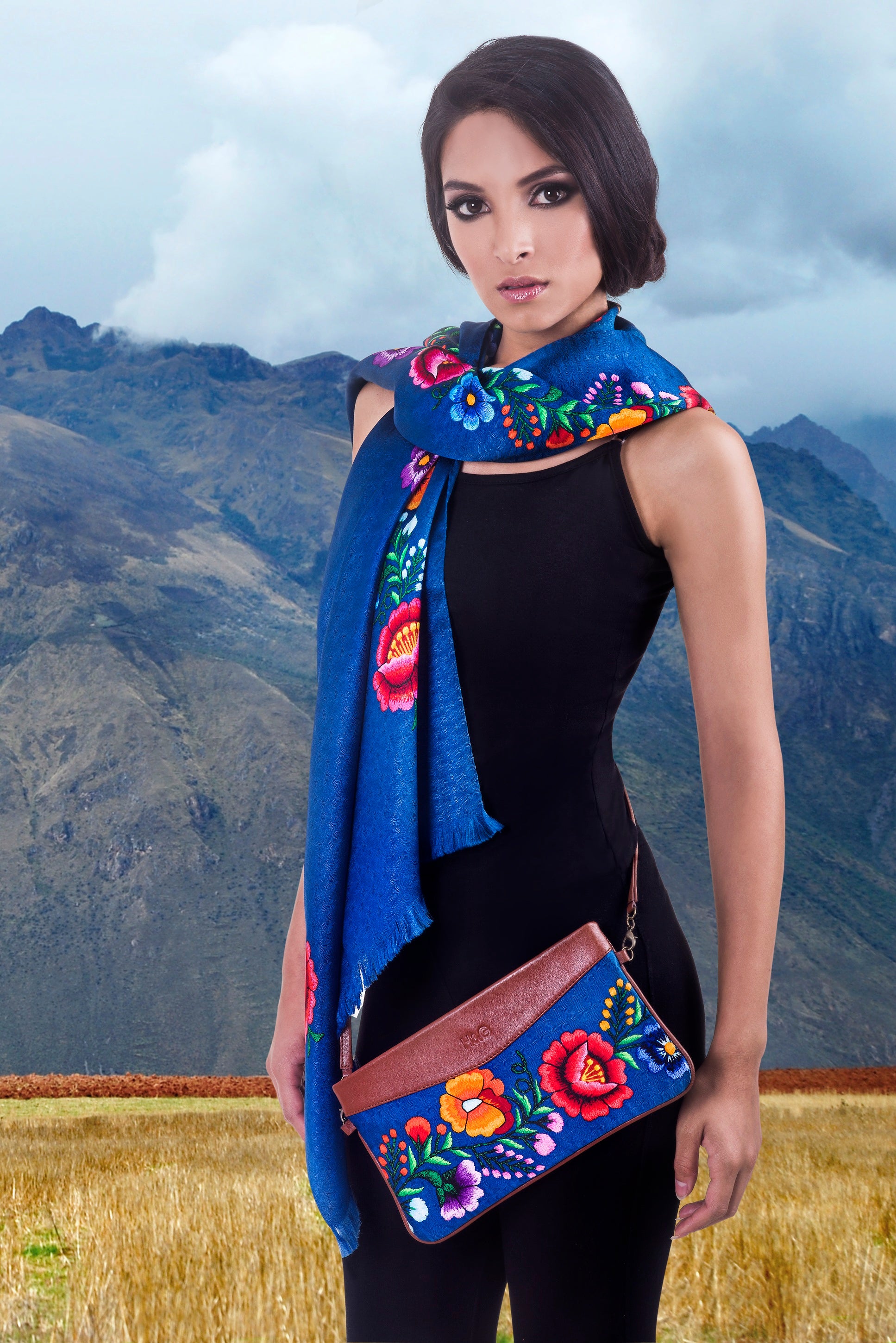 CHAL FLOR ANDINA AZUL