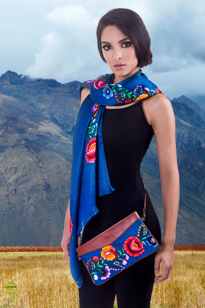 CHAL FLOR ANDINA AZUL