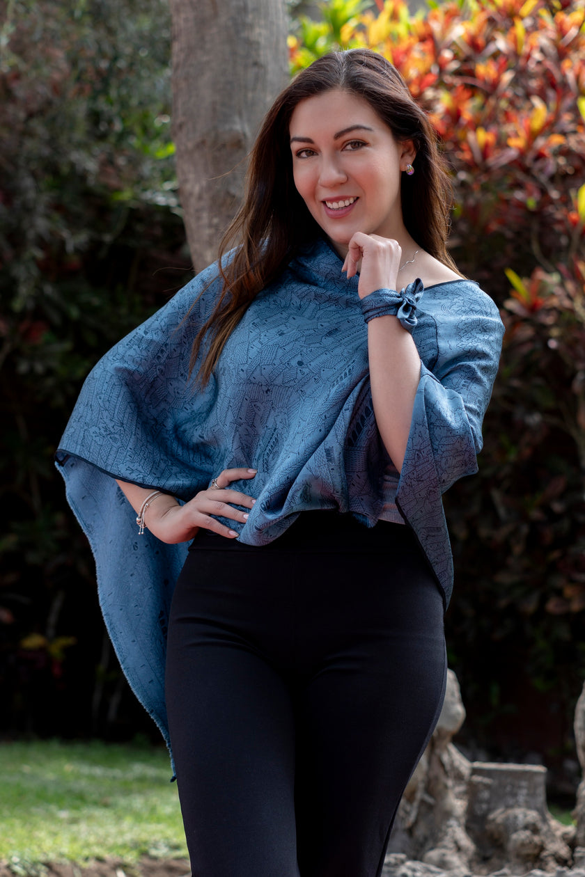 PONCHITO CALLES DE CUSCO AZUL ACERO