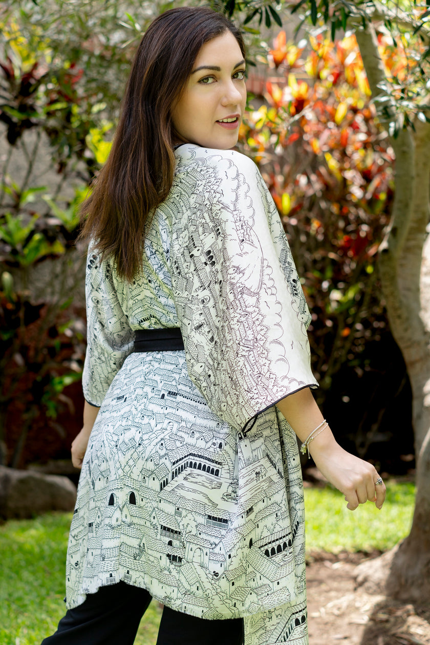 PONCHO CALLES DE CUSCO BEIGE