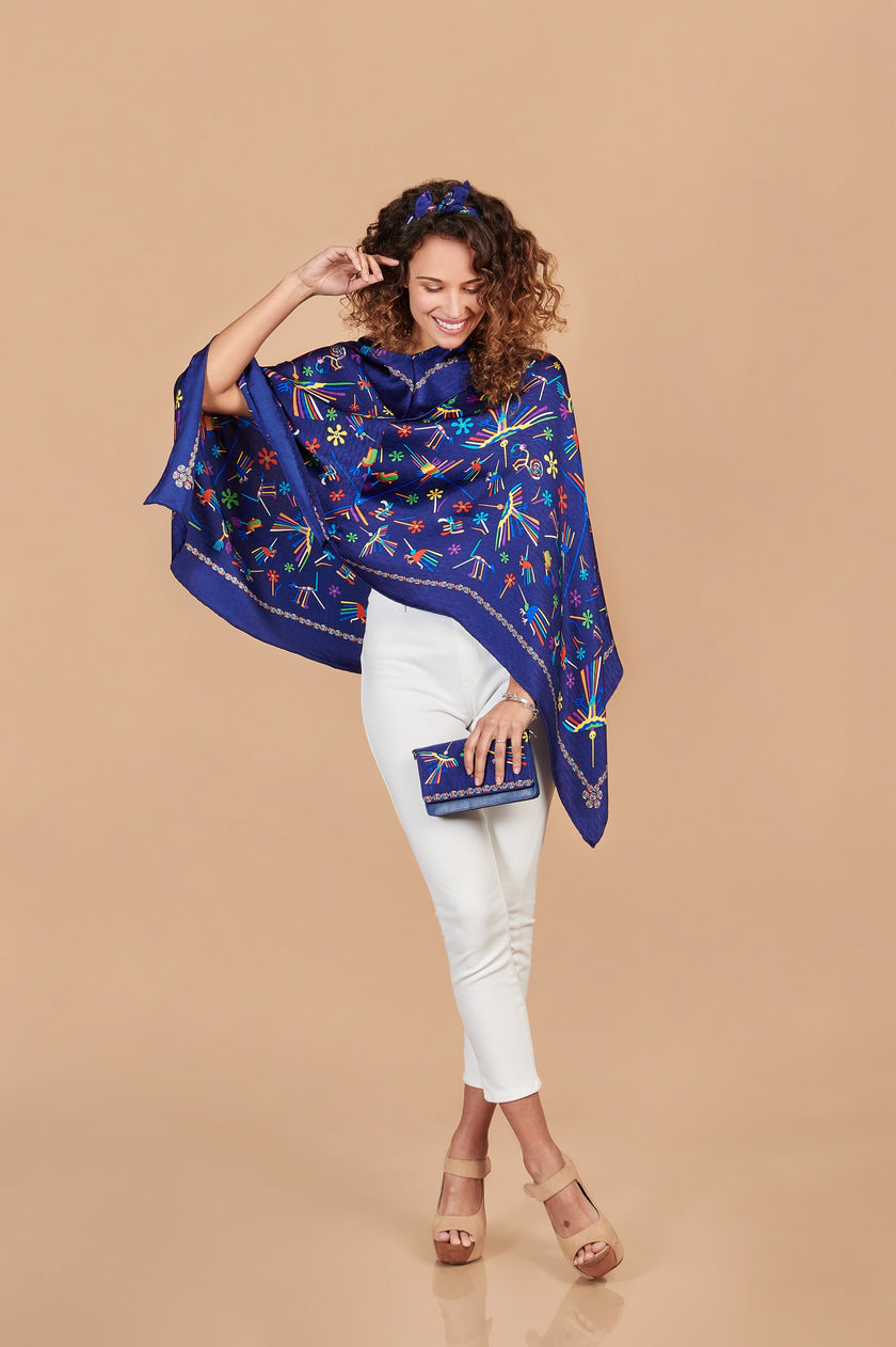 PONCHO C/CUELLO NAZCA AZUL