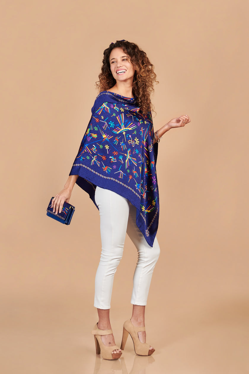 PONCHO C/CUELLO NAZCA AZUL