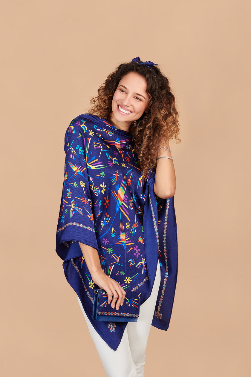PONCHO C/CUELLO NAZCA AZUL