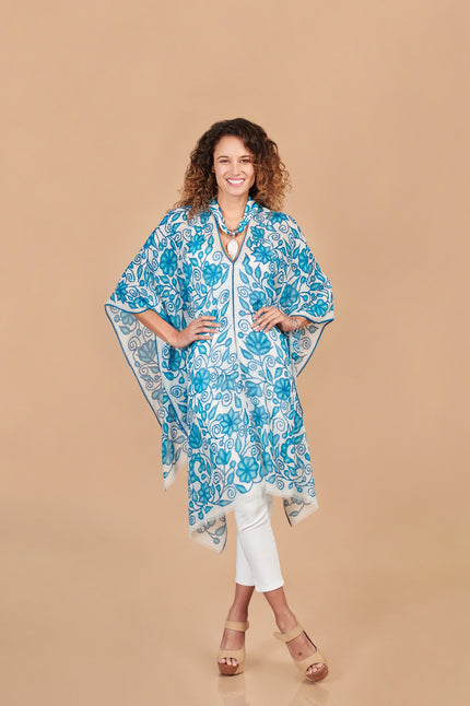 PONCHO CHIFFON AYACUCHO TURQUESA