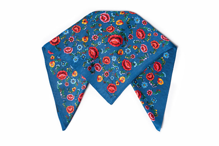 PAÑUELO FLOR ANDINA AZUL