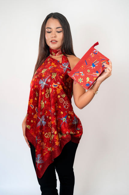 PONCHO C/CUELLO NAZCA ROJO