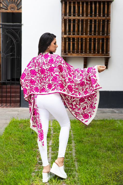PONCHO AYACUCHO FUCSIA