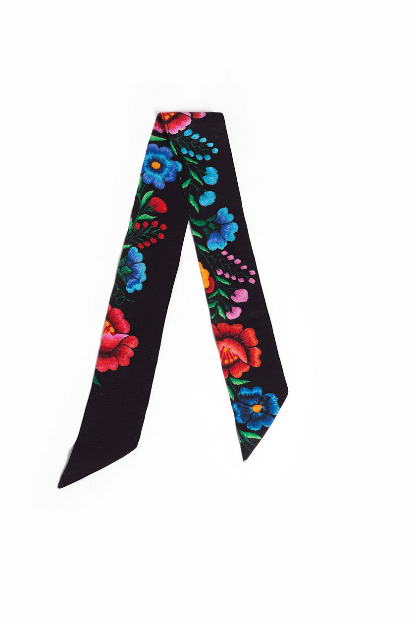 CINTA-TWILLY FLOR ANDINA NEGRO