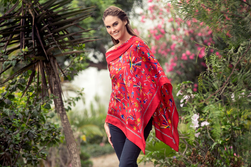 PONCHO C/CUELLO NAZCA ROJO